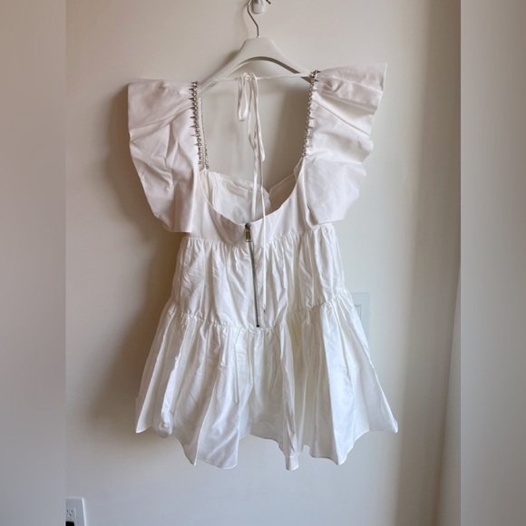 AREA Crystal Trim Poplin Mini Dress - Picture 5 of 8